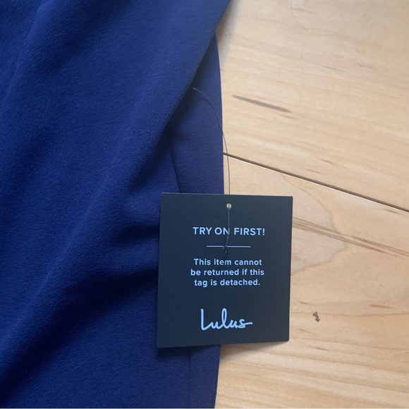 Lulus Happiest Hour Navy Blue Asymmetrical Bodycon Midi Dress Medium NEW TAG - Picture 6 of 7